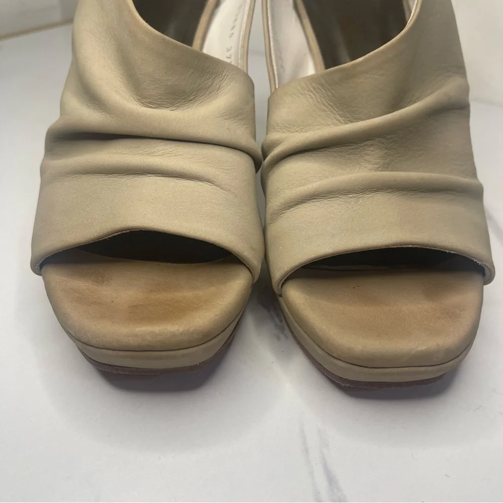 COCLICO LARKSPUR Ruched Leather Open Toe Sandal MADE IN SPAIN  EU Sz 37.5/US 7.5